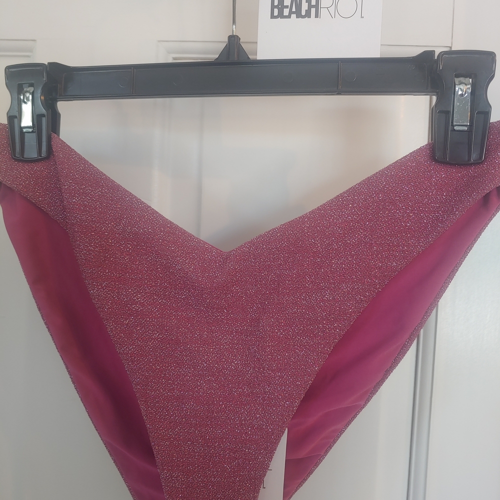 Beach Riot Pink Shimmery Two-Piece Bikini Set - Picture 2 of 9